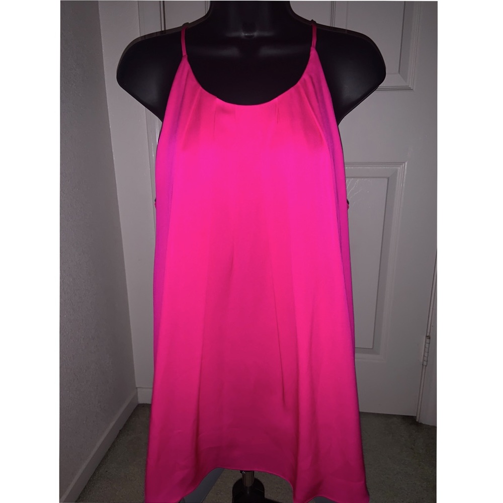Milly Neon Pink Silk Sleeveless Tunic Blouse